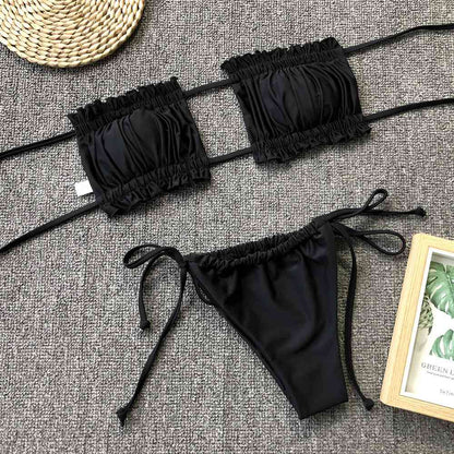 Ensemble de bikini froncé à volants